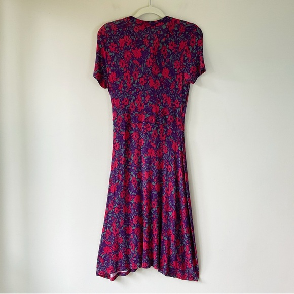 ModCloth Floral Print Midi Dress In Purple and Red Size M - Picture 3 of 8